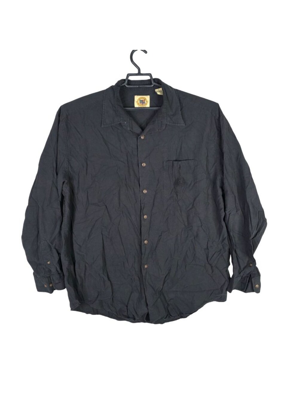Mens Vintage Pusser's Black Button Up Shirt Long Sleeve Cotton Tencel Blend XL